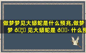 做梦梦见大蟒蛇是什么预兆,做梦梦 🦊 见大蟒蛇是 🌷 什么预兆周公解梦